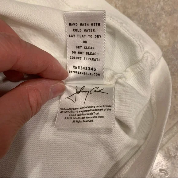 Daydreamer Johnny Cash Ghost Riders in the Sky Ivory Cropped Tee, Small - Picture 4 of 9